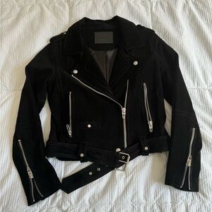 Faux suade moto jacket